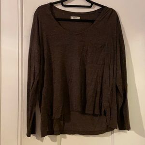 Madewell Brown Long Sleeve Tee w/ Front Pocket